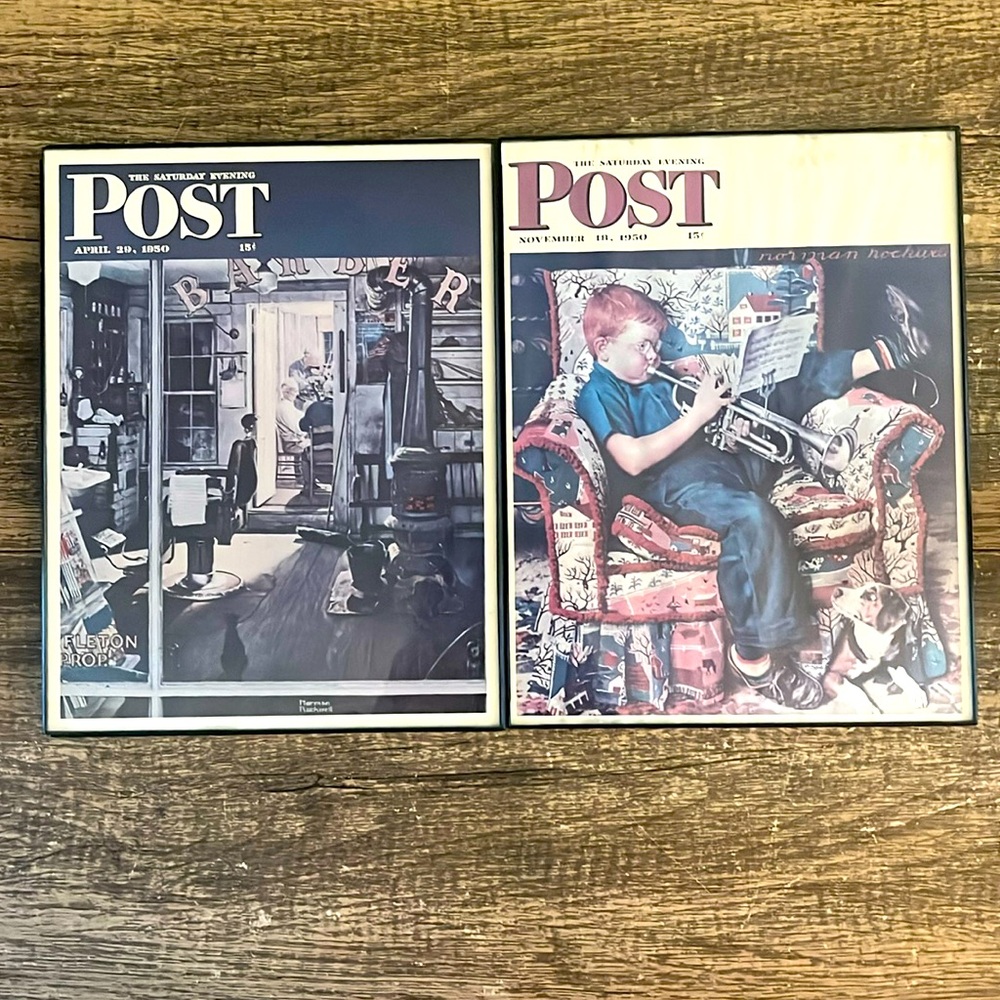 The Saturday Evening Post picture and Frame (LOT OF 2) 11/18/195 & 04/29/1950